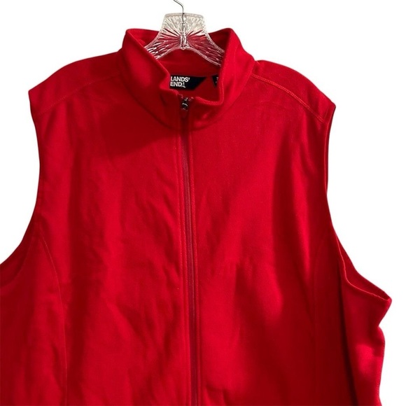 Lands' End Women's Plus 3X Red Fleece Vest Full Zip Sleeveless New - Picture 2 of 8